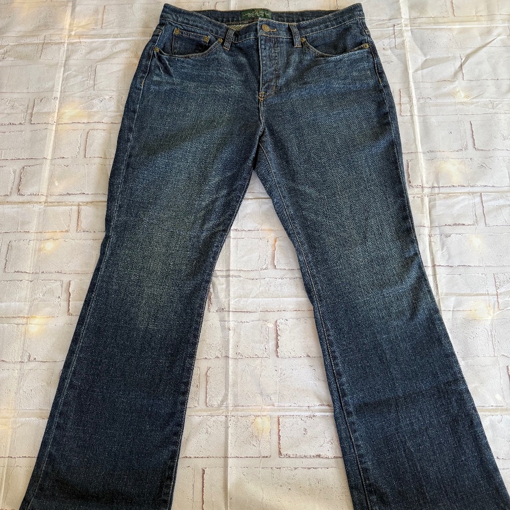 Ralph Lauren Dark Was Bootcut Jeans- Classic Fit Size 12 (Petite)